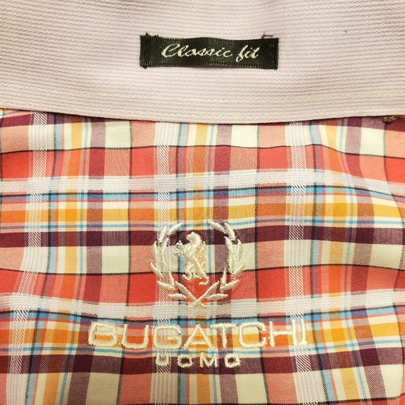 Bugatchi Uomo Dress Shirt Mens Large Tall Multicolor Check Flip Cuff Classic Fit - Picture 8 of 8